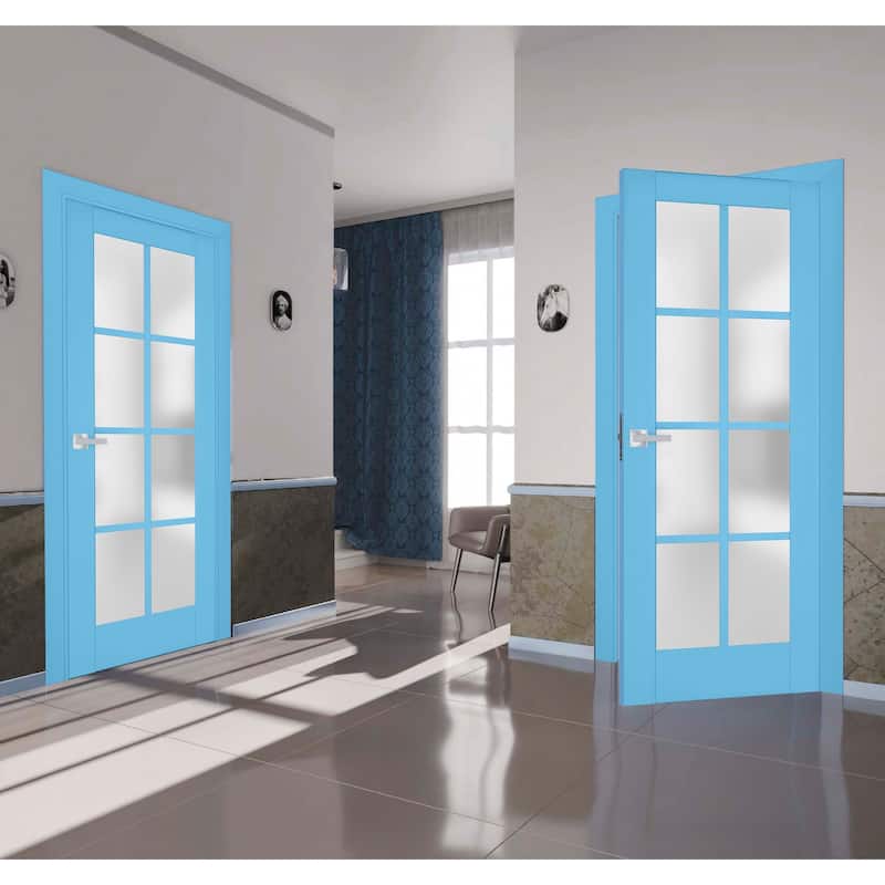 SartoDoors Veregio 7412 | Interior French Doors French Door | Solid Wood w/ Glass | Slab Only | 18x80, Antracite