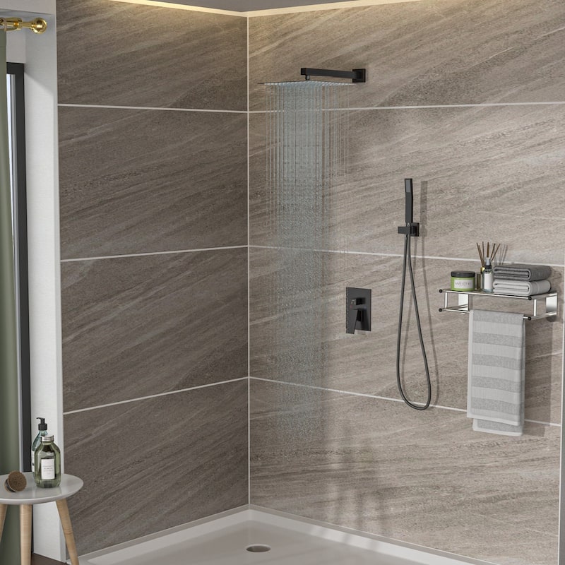 10 Inch Wall Mounted Square Shower System with Rough-in Valve -  Oil-Rubbed Bronze
