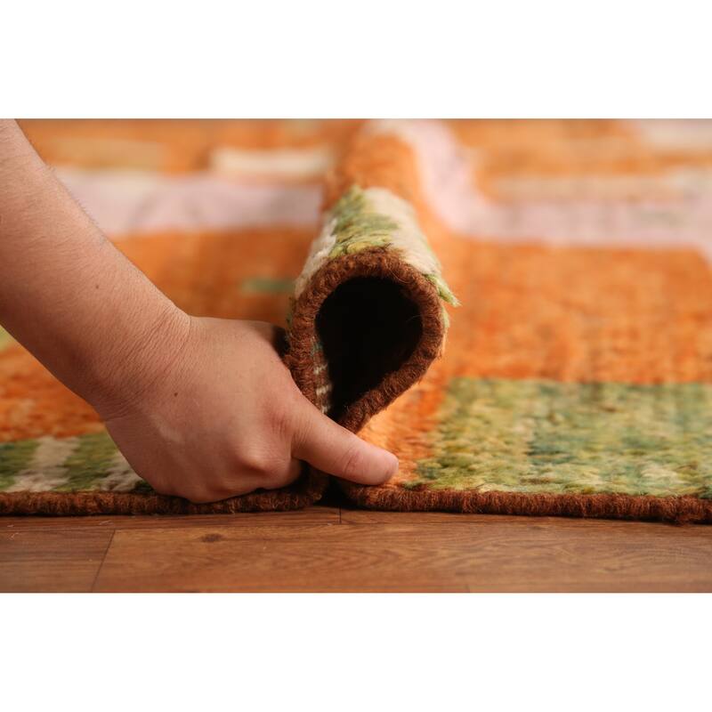 Orange Moroccan Area Rug Hand-Knotted Oriental Wool Carpet - 6'7" x 9'9"
