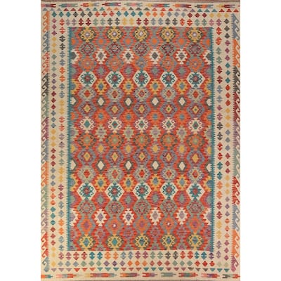 Kilim Oriental Area Rug Flatweave Tribal Wool Carpet - 8'3"x 11'5"