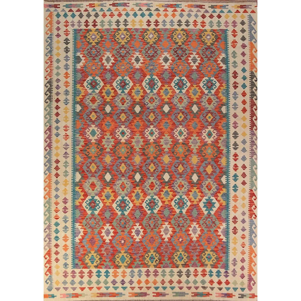 Kilim Oriental Area Rug Flatweave Tribal Wool Carpet - 8'3"x 11'5"