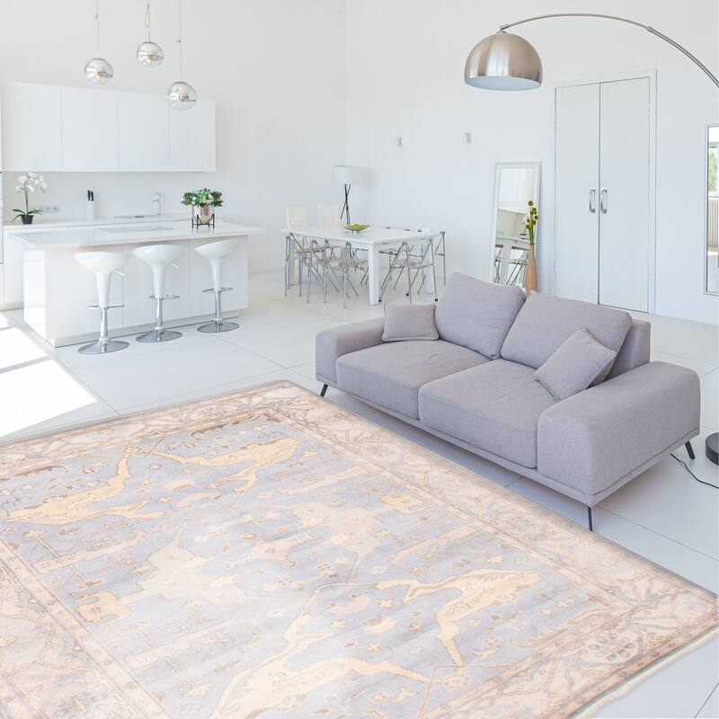 ECARPETGALLERY Hand-knotted Royal Oushak Light Blue Wool Rug - 6'3 x 9'3