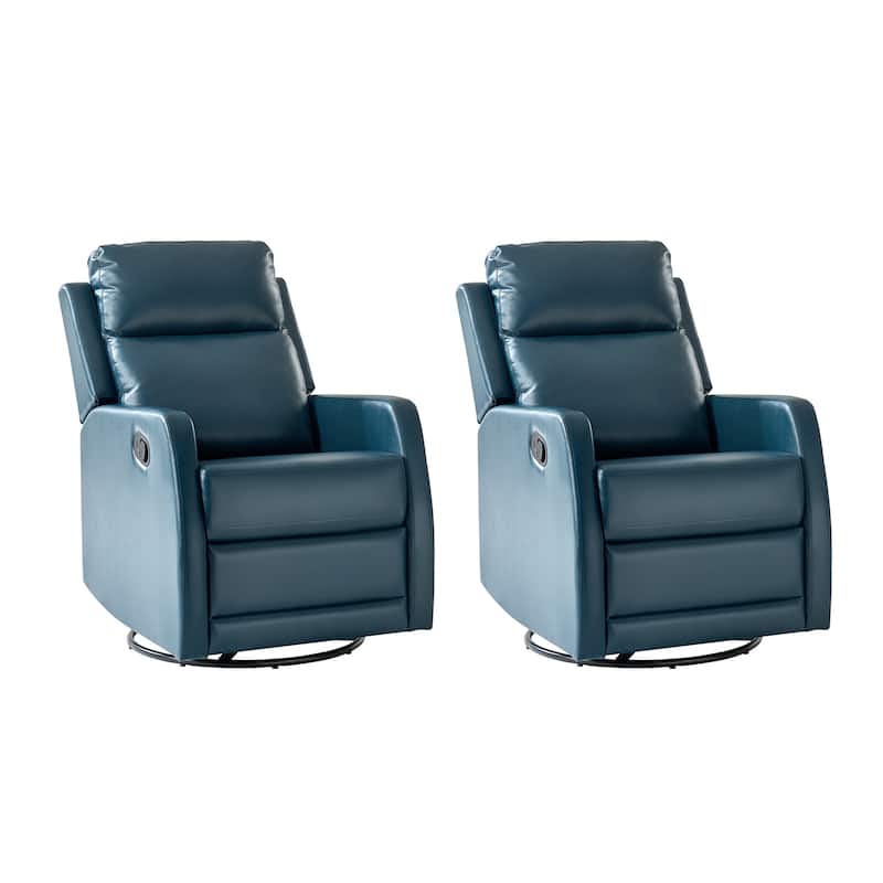 Esteban Modern Faux Leather Manual Rocking Swivel Recliner with Wingback Set of 2
