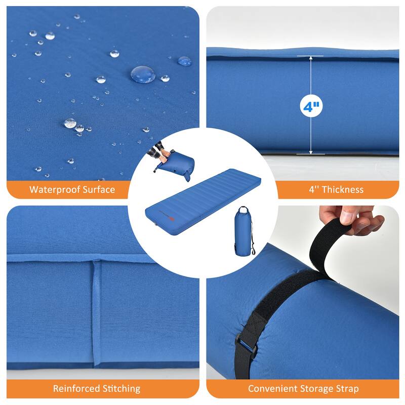 Goplus Folding Sleeping Pad, Self Inflating Camping Mattress with