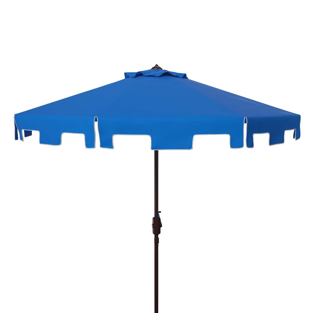 SAFAVIEH Sinica Aluminum Tilt And Crank 9-Foot Crank Market Patio Umbrella with Flap