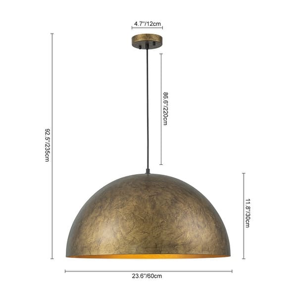 dimension image slide 10 of 15, Industrial Oversized Metal Dome Pendant Light - Modern Farmhouse