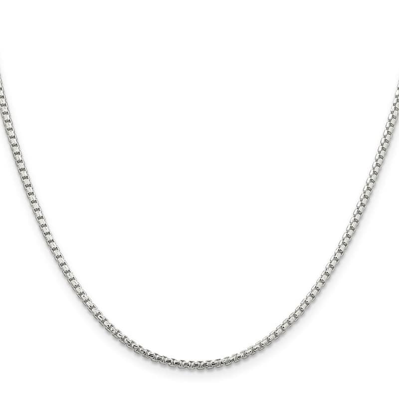 Curata 925 Sterling Silver 2mm Half Round Diamond Cut Fancy Box Chain Necklace