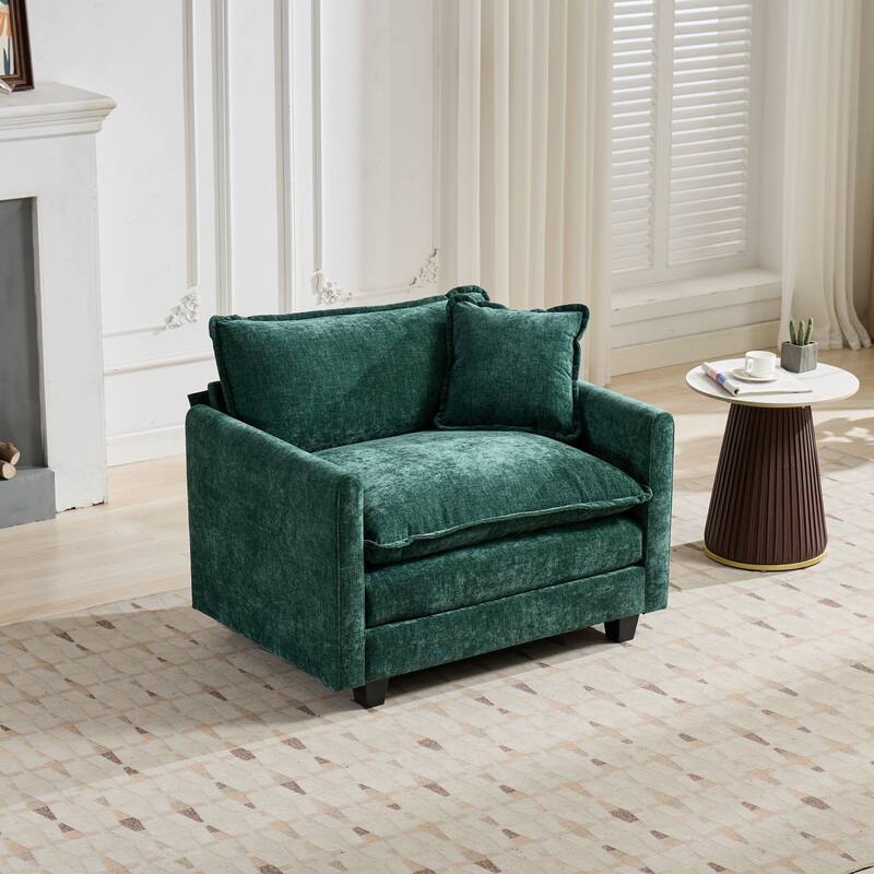 Cloud Sofa Single Seat (Ottoman is not included), Modern Sectional Couch, for Living Room Bedroom and Apartment - Green