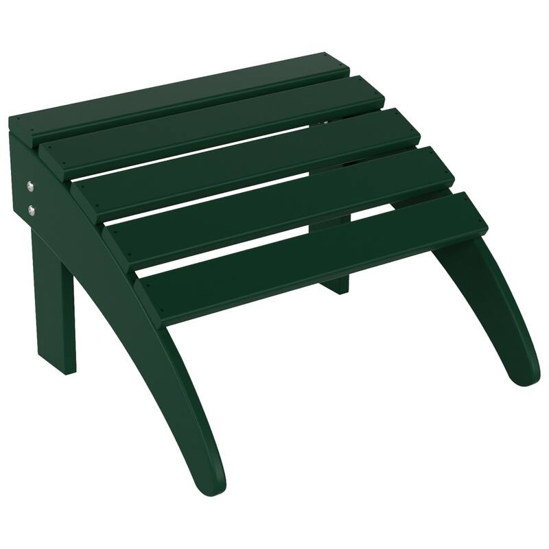 POLYTRENDS Laguna Eco-Friendly All-Weather Outdoor Patio Foldable Adirondack Chair Ottoman - Dark Green