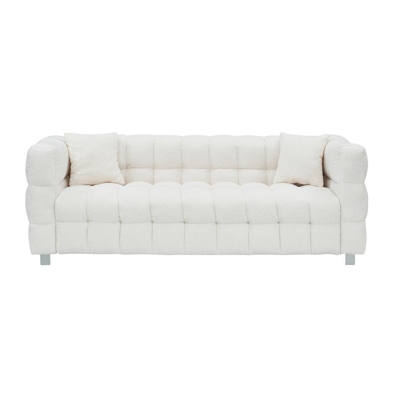 Premium 80-inch Wool Sofa with High-Density Foam Filling and Bonus Cushions