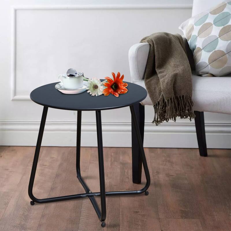 Clihome Outdoor Modern Steel Round Accent Side Table