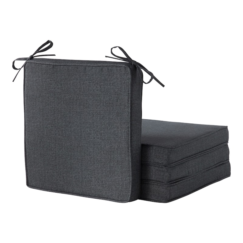 Greendale Home Fashions 18-Inch Square Outdoor Chair Pad (4-Pack) - Carbon