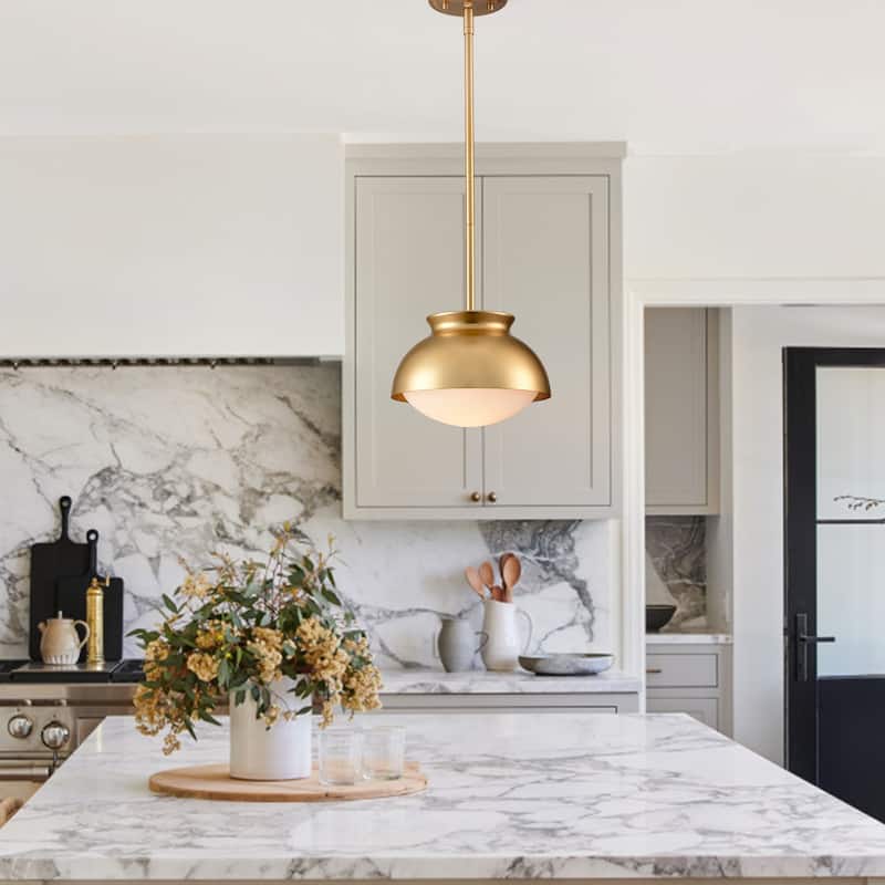 Urus Vintage Pendant Light Fixture with Milk Glass Shade