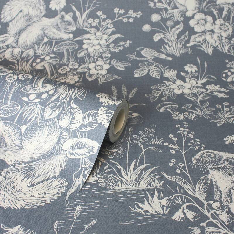 Fine Decor Eames Blue Forest Friends Wallpaper