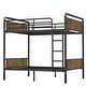 preview thumbnail 7 of 37, Metal Bunk Bed Retro Black Bed Frame with Ladder and Guardrail, Industrial Detachable Bunkbeds Convertible 2 Platform Beds