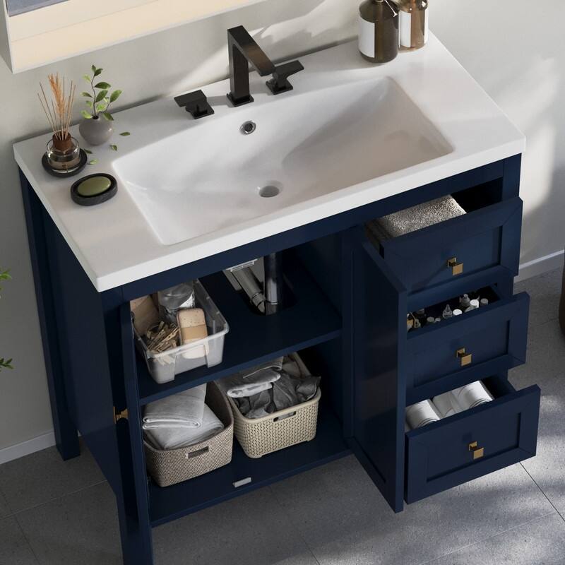 Moasis 36"/42" Bathroom Vanity with Sink Set and 2 Soft-Closing Doors & 3 Drawers