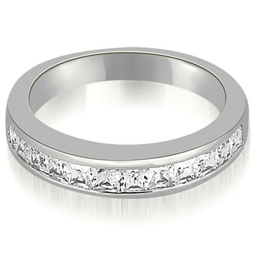 0.85 cttw. 14K White Gold Channel Set Princess Cut Diamond Wedding Band