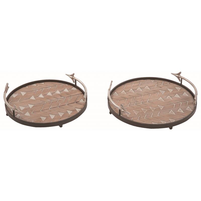 Transpac Metal 15 in. Brown Spring Arrow Trays Set of 2