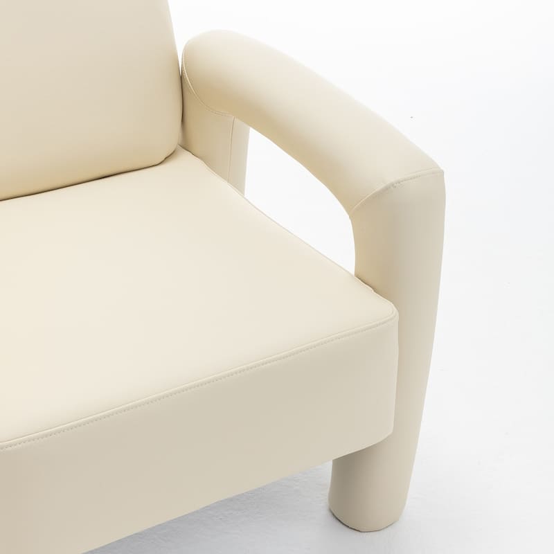 SEYNAR Modern PU Leather Accent Chair with Tubular Multifunctional Legs for Living Room