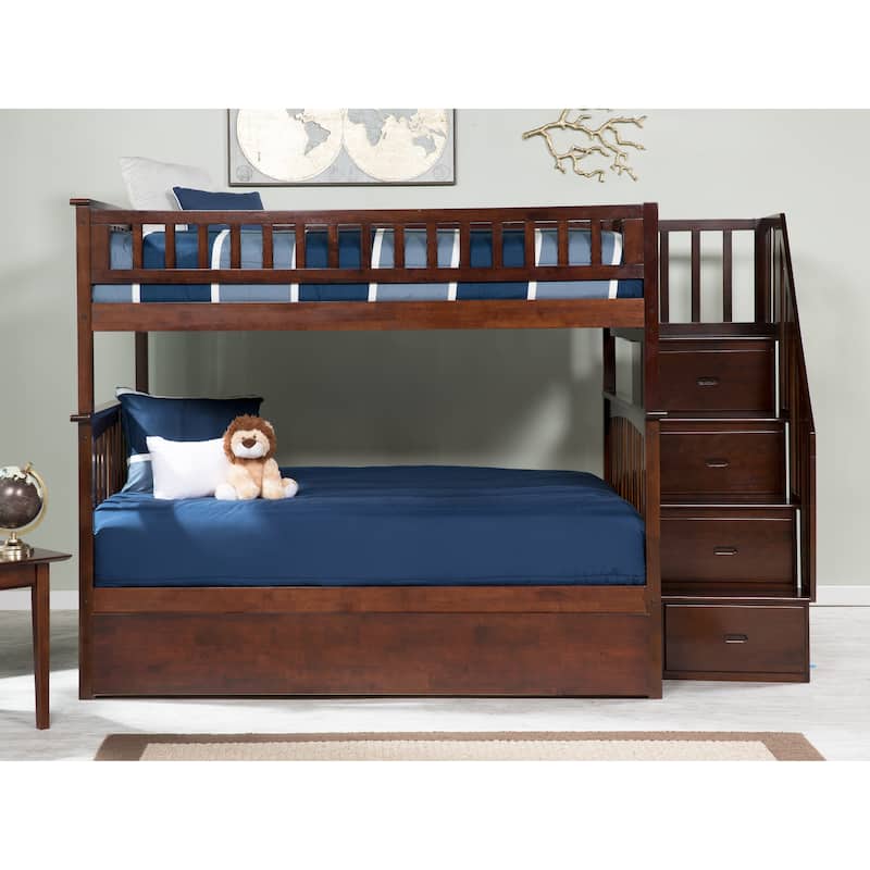 Columbia Staircase Bunk Bed Full over Full with Full Trundle