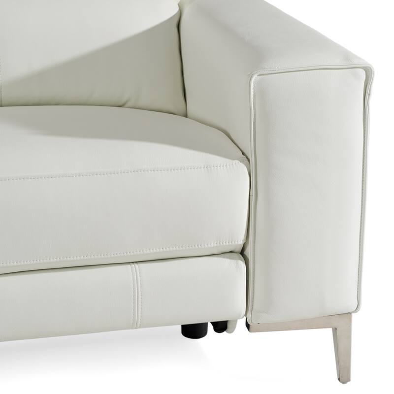 Divani Casa Chignik Modern White Leather Sofa w/ 2 Recliners