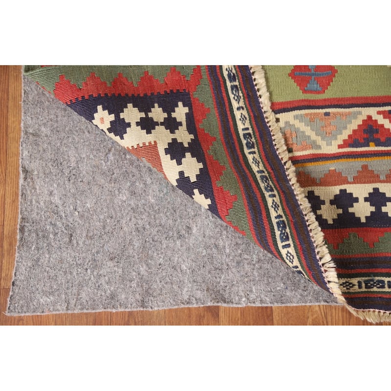 Vegetable Dye Kilim Qashqai Persian Rug Flatweave Vintage Wool Carpet - 4'11"x 9'8"