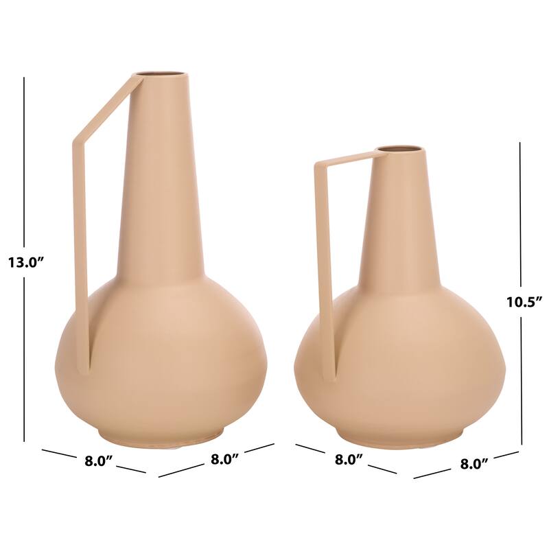 SAFAVIEH Home Rafe 13-inch Beige Iron Satin Finish Vase Set of 2