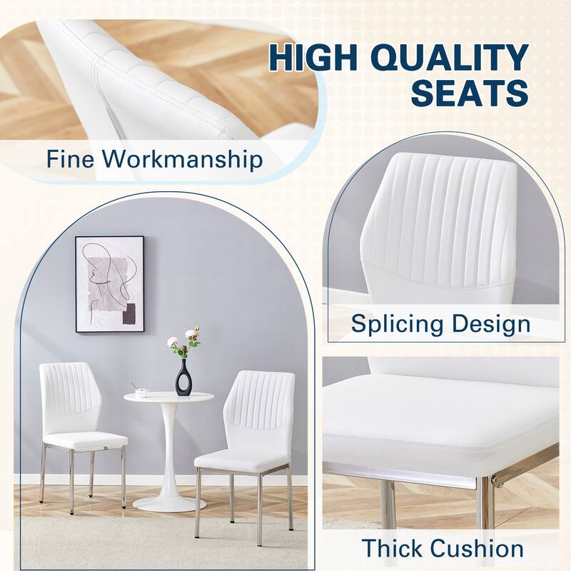 Luxury Simple Chair-Set Of 6 Dining Chair With Metal Leg.The Chair Back Has A Vertical Stripe Design