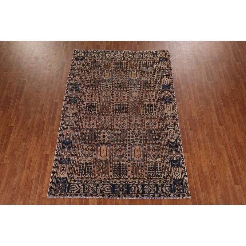 Garden Design Bakhtiari Persian Antique Area Rug Handmade Wool Carpet - 6'8" x 9'10"