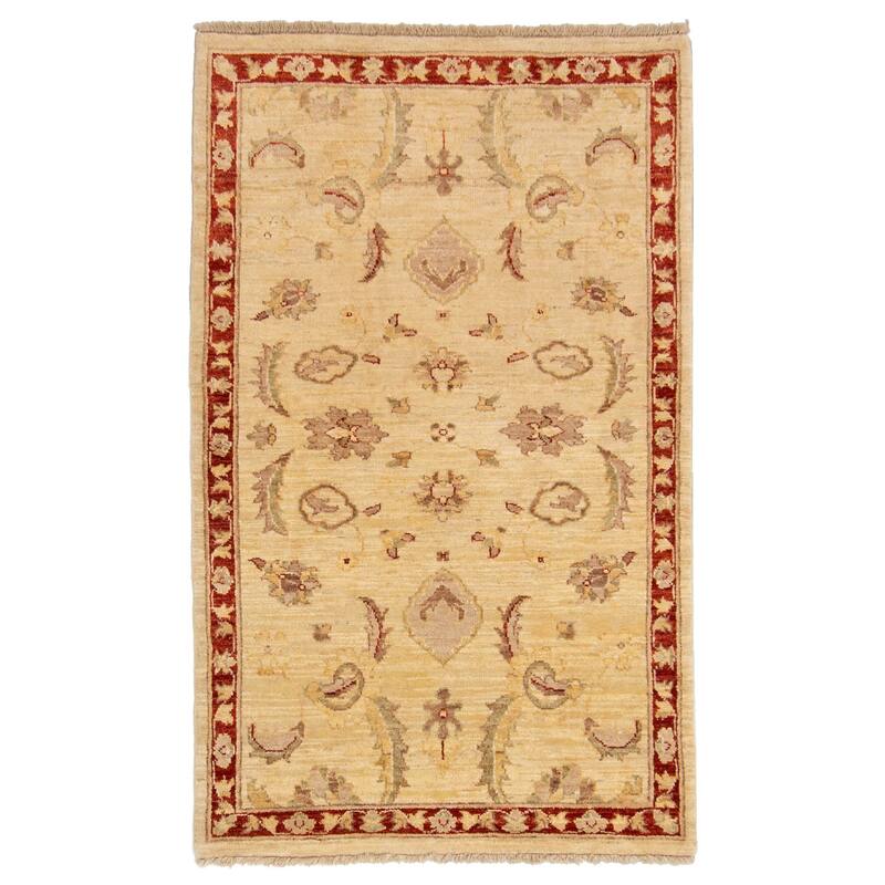 ECARPETGALLERY Hand-knotted Peshawar Oushak Beige Wool Rug - 3'1 x 5'1
