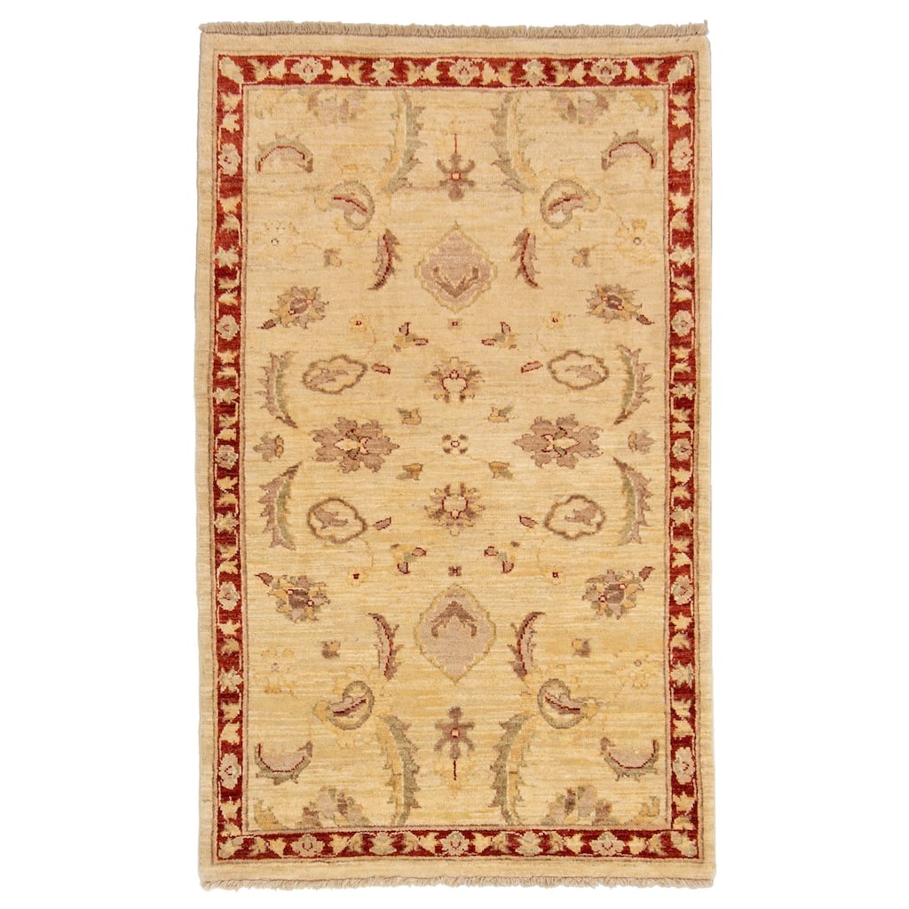 ECARPETGALLERY Hand-knotted Peshawar Oushak Beige Wool Rug - 3'1 x 5'1
