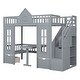 preview thumbnail 30 of 37, Impression & Beautiful Full-Over-Full Bunk Bed with Changeable Table,Elegant Children Bed