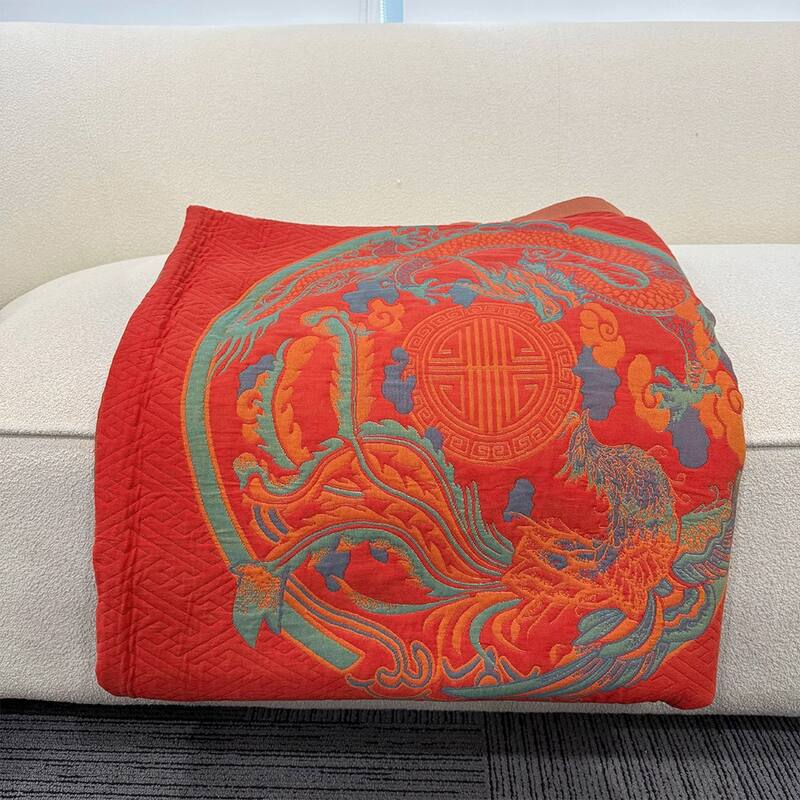 Chic Reverisible Cotton Throw Blanket Red