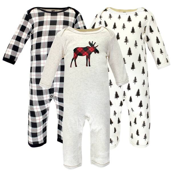 slide 1 of 1, Hudson Baby Infant Boy Cotton Coveralls, Moose 0 - 3 Months - Grey/Black