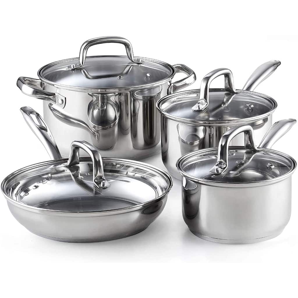 Cook N Home 8-Piece Stainless Steel Cookware Set, Silver