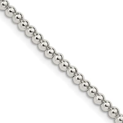 Curata 925 Sterling Silver 3mm Polished Bead Chain Necklace (Lobster)