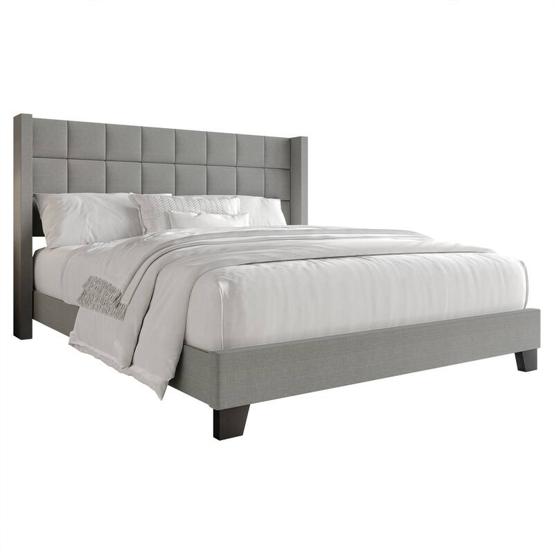 CraftPorch Wingback Linen Upholstered Panel Bed