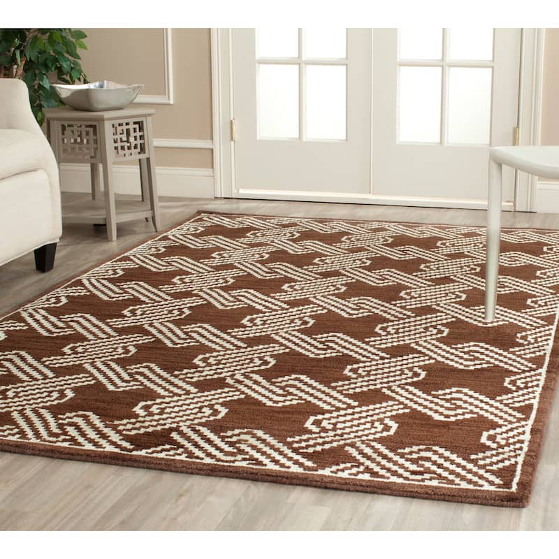 SAFAVIEH Hand-knotted Mosaic Arwen Modern Wool Rug - 8' x 10' - Brown/Creme