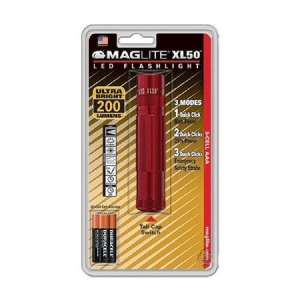 Maglite Instrument Ml50l-S3036 3-Cell 600 Lumen Led Flashlight - Red