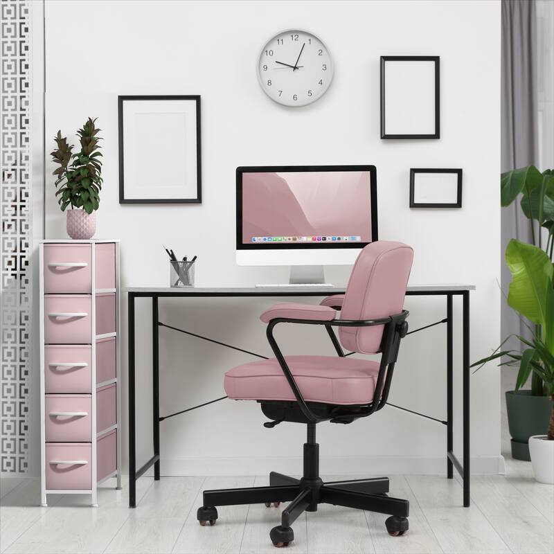 Sorbus Narrow Dresser with 5 Drawers - Vertical Slim Storage Chest of Drawers with Steel Frame, Wood Top & Easy Pull Fabric Bins