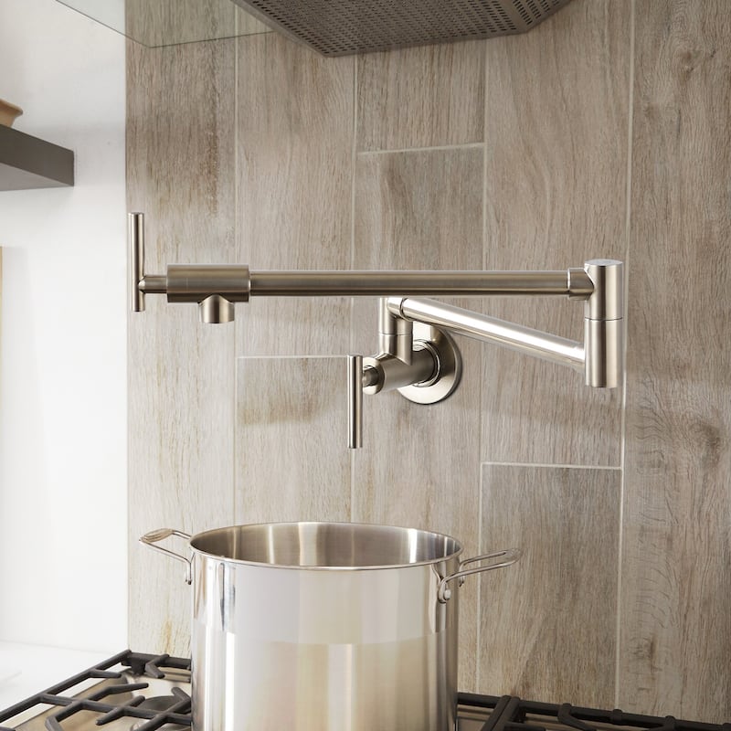 GIVINGTREE Modern Farmhouse Wall Mount Pot Filler Faucet in Brushed Nickel
