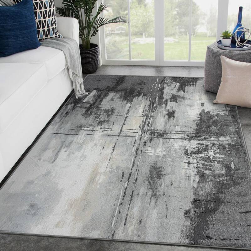 Luxe Weavers Distressed Modern Abstract Area Rug, Indoor Carpet - 5' x 7' - Anthracite