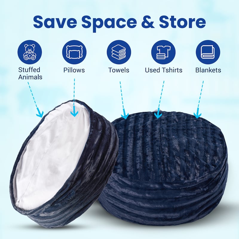 Cheer Collection Faux Fur Bean Bag and Stuffed Animal Storage Case