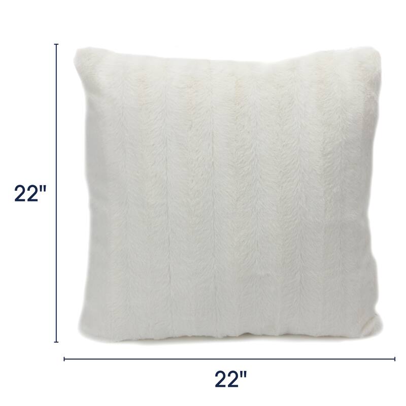 Cheer Collection Solid Color Faux Fur Throw Pillows (Set of 2) - 22 x 22 - White