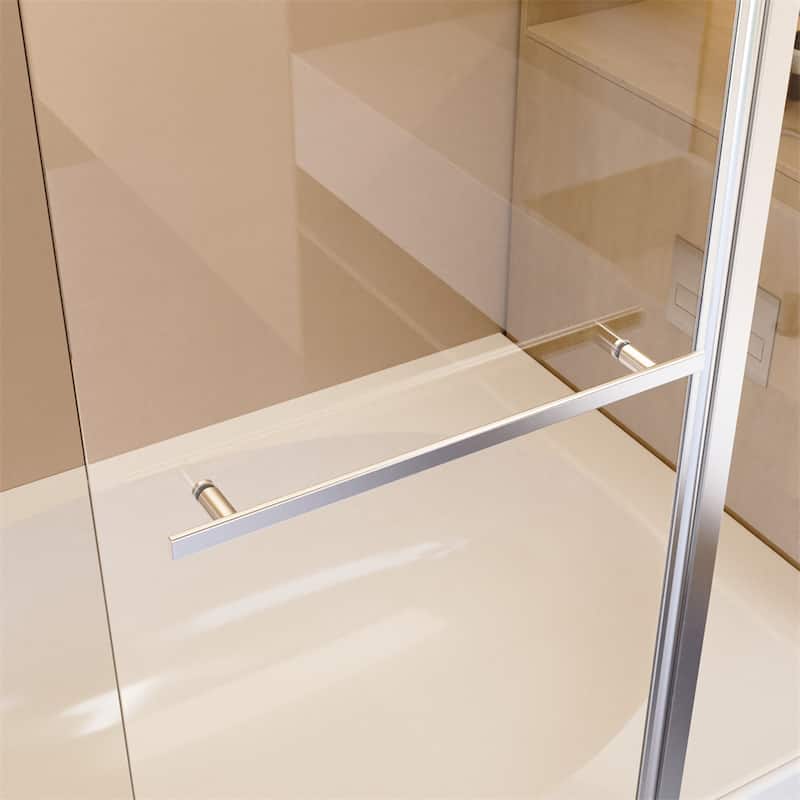 Frameless Folding Shower Doors for Bathtub,Bathroom Pivot Glass Door
