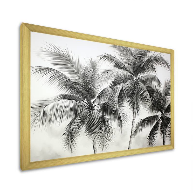 Designart "Palm Tree Desert Oasis II" Palms & Palm Trees Framed Canvas Art Print