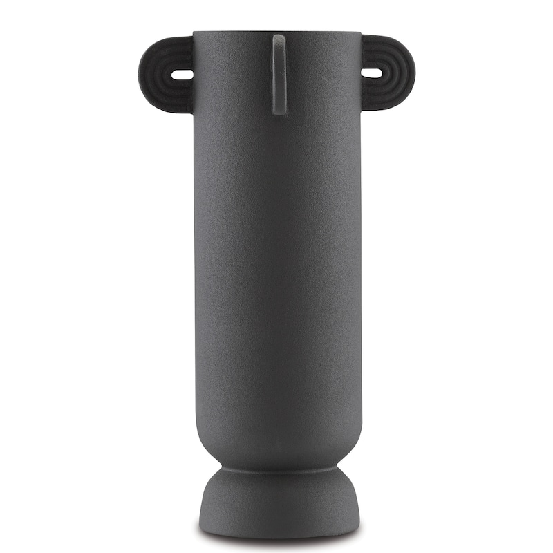 Currey & Company Happy 40 Tube Black Vase - Textured Black