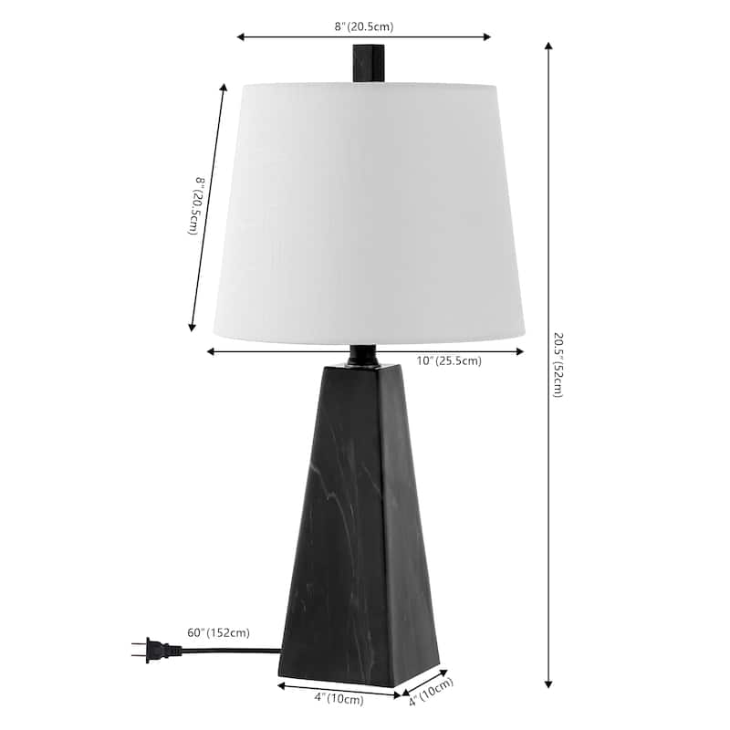 Stewart 20.5" Contemporary Resin LED Table Lamp, White Marble Finish (Set of 2), by JONATHAN Y