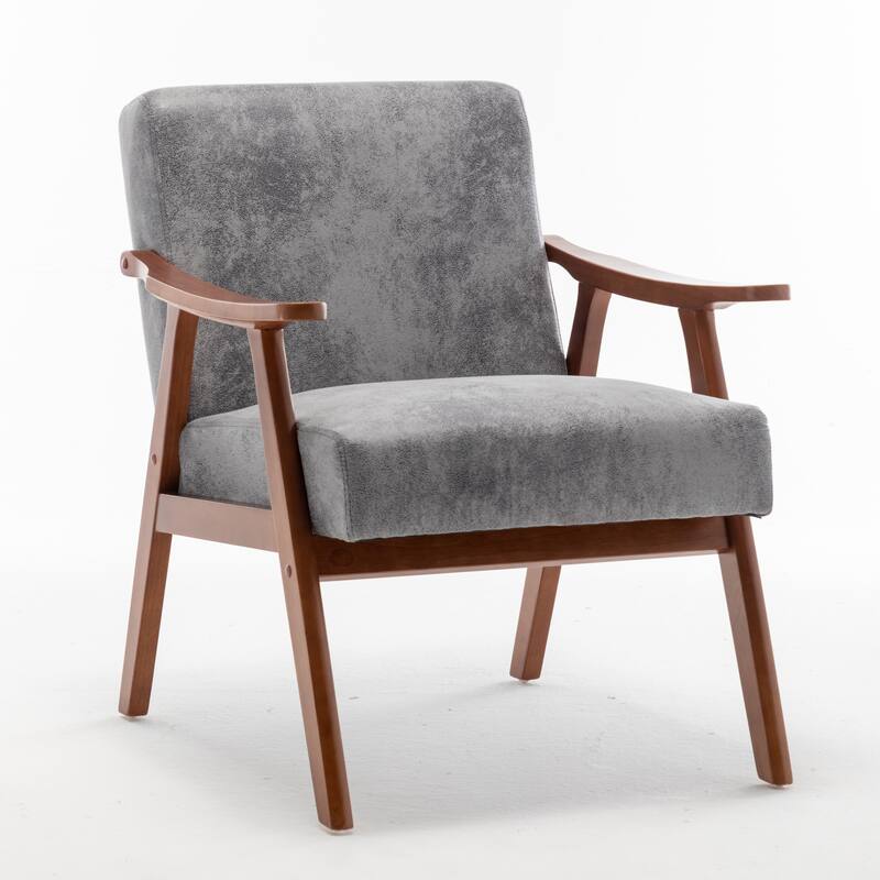 Fabric Mid-Century Accent Chair with Solid Wood Frame Wingback Chair (300lb Capacity)