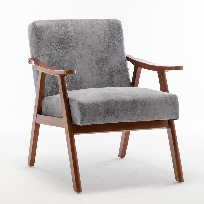 Living Room Chair with Solid Wood Frame, Accent Chair Extra-Thick Backrest, Wingback Chair for Bedroom, Lounge Chair Indoor - Grey